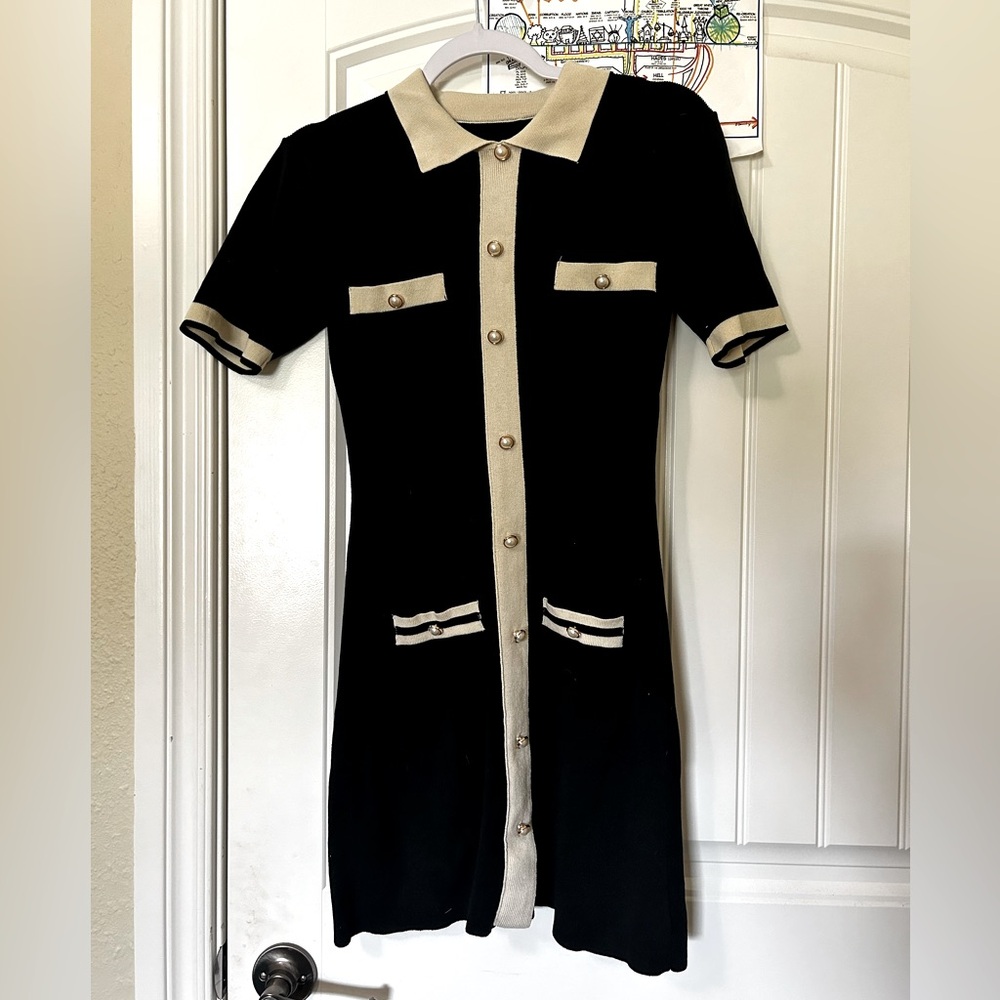 Cider knit contrasting pearl dress - size small